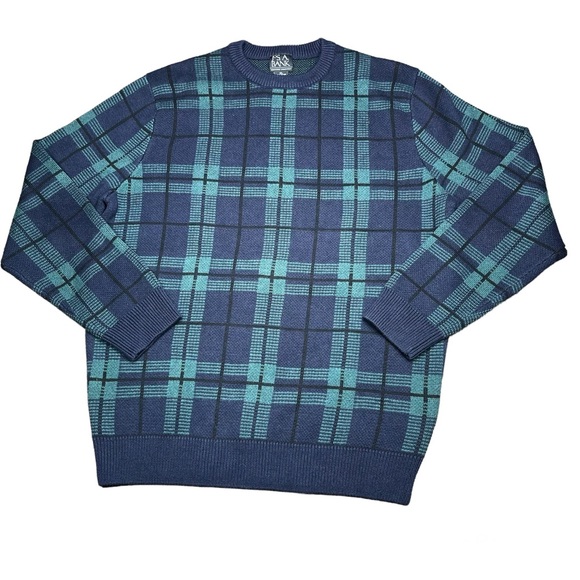 Jos A Bank Men’s Green Plaid Executive Collection 100% Cotton Sweater Sz XL - Picture 1 of 8